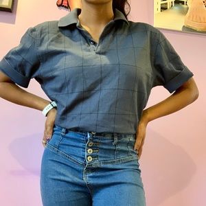 Blue cropped polo